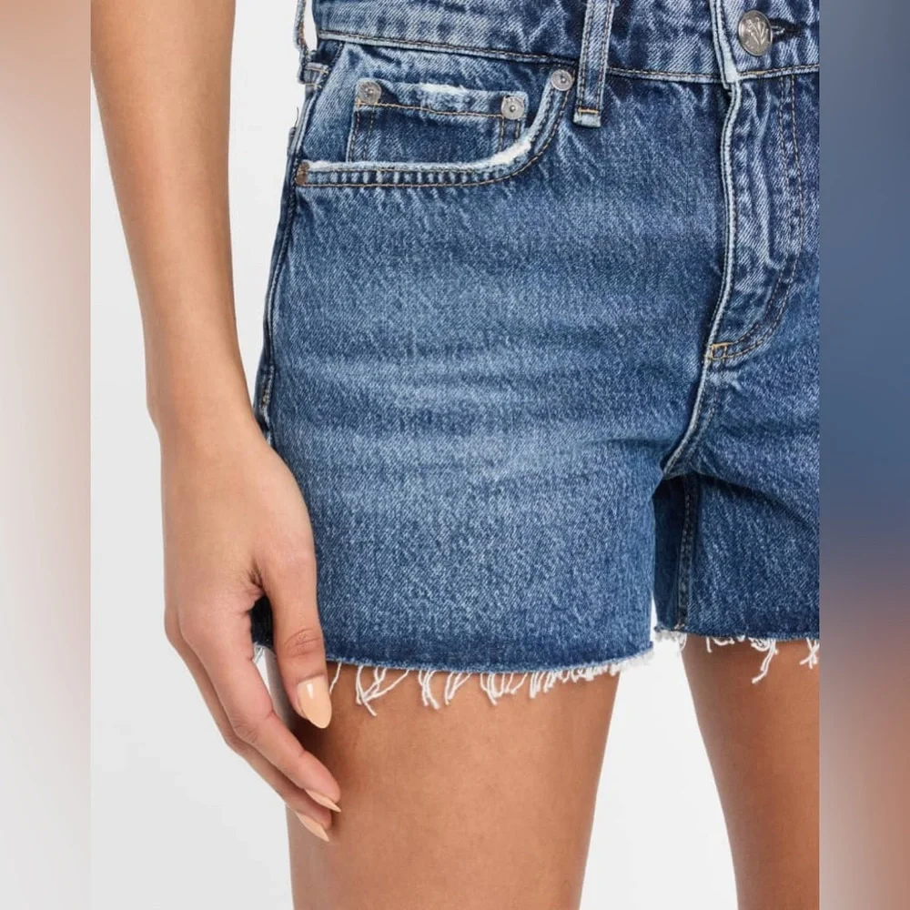 NWT! Rag & Bone Dre Low-Rise Cut-Off Blue Denim Shorts Medium Wash Size 28/M